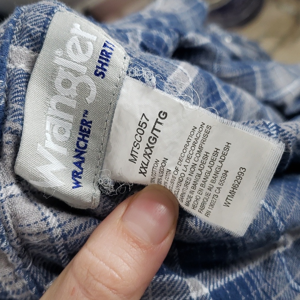 Wrangler Blue Plaid Vintage Y2K Early 2000s Snap Button Shirt Size XXL - Picture 2 of 6